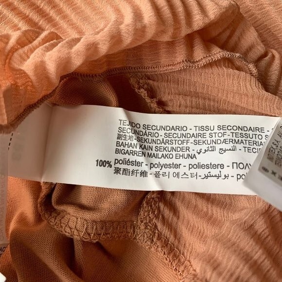 ZARA peach top short sleeve half sheer pleat on front top size S boho normcore - Picture 9 of 9